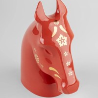 The Horse Sculpture. Red - gold