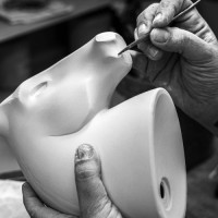 The Horse Sculpture. Red - gold