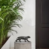 Panther Figurine. Glazed Black