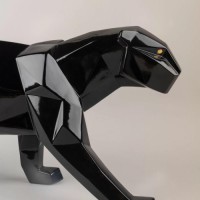 Panther Figurine. Glazed Black