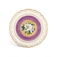OPENWORK WALL DISH WITH “ROSE PAINTING”