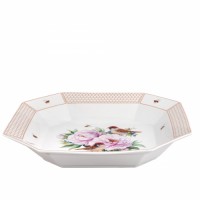 Тарелка «Пионы, воробьи и пчёлы»