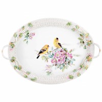 Поднос «Щеглы в цветущем саду»