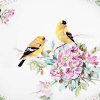 Поднос «Щеглы в цветущем саду»