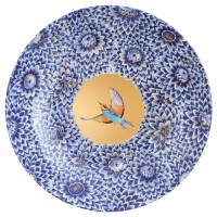 Dish with “Bee Eater on a Sea of Blue Blossom”