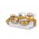 Tea Set for 2 persons, gold and cobalt
