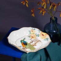 BOWL, PEAFOWL WITH PEONIES