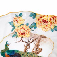 BOWL, PEAFOWL WITH PEONIES