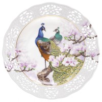 Openwork plate with “Two Peafowls on a Magnolia”