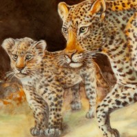 Wall painting, Leopard, 36 x 53 cm