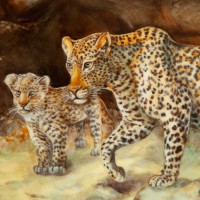 Wall painting, Leopard, 36 x 53 cm