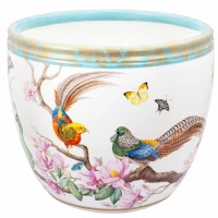 Orangery tub Peacocks and pheasants