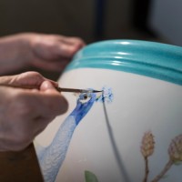 Orangery tub Peacocks and pheasants