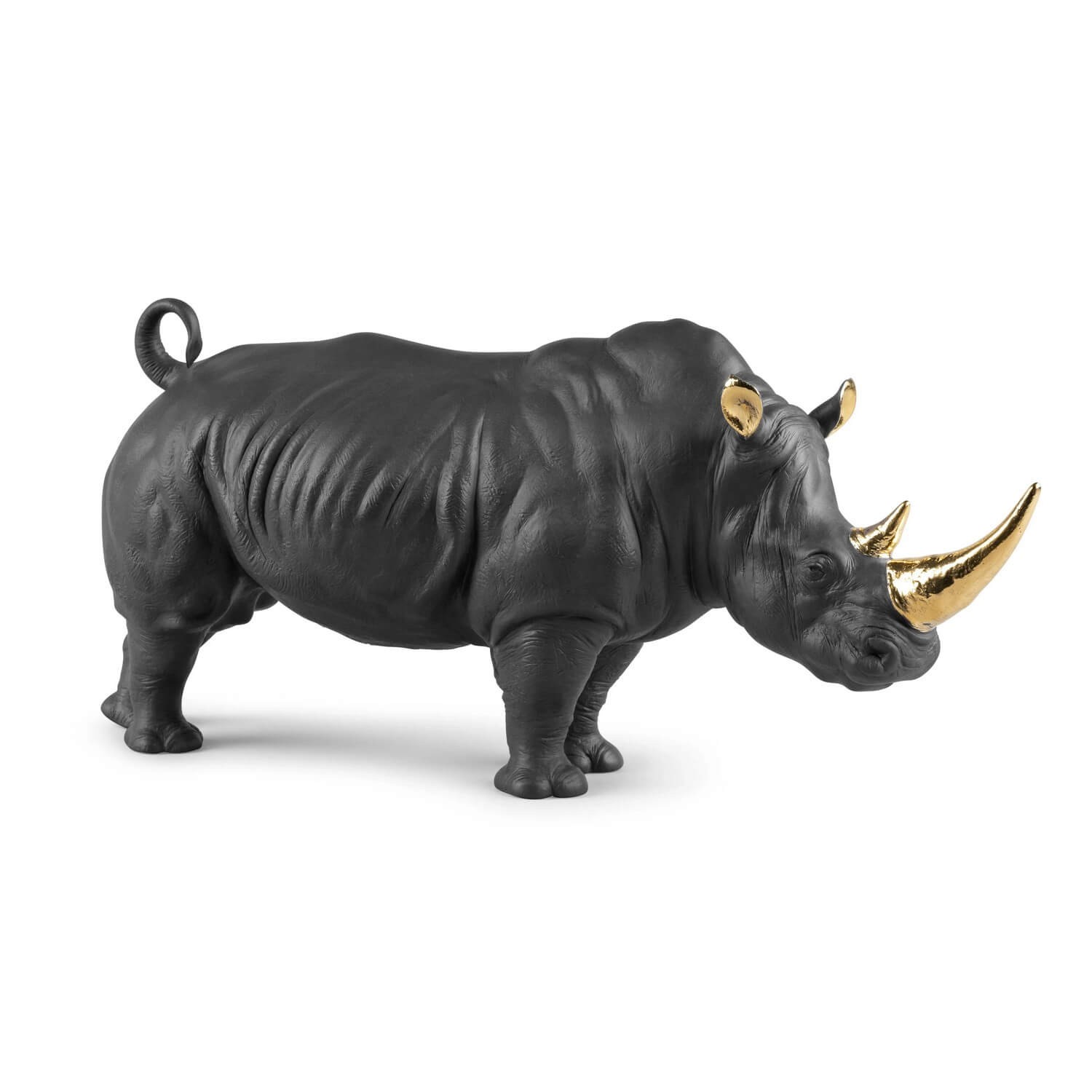 Rhino (black-gold) Sculpture. Limited Edition Art-Salon