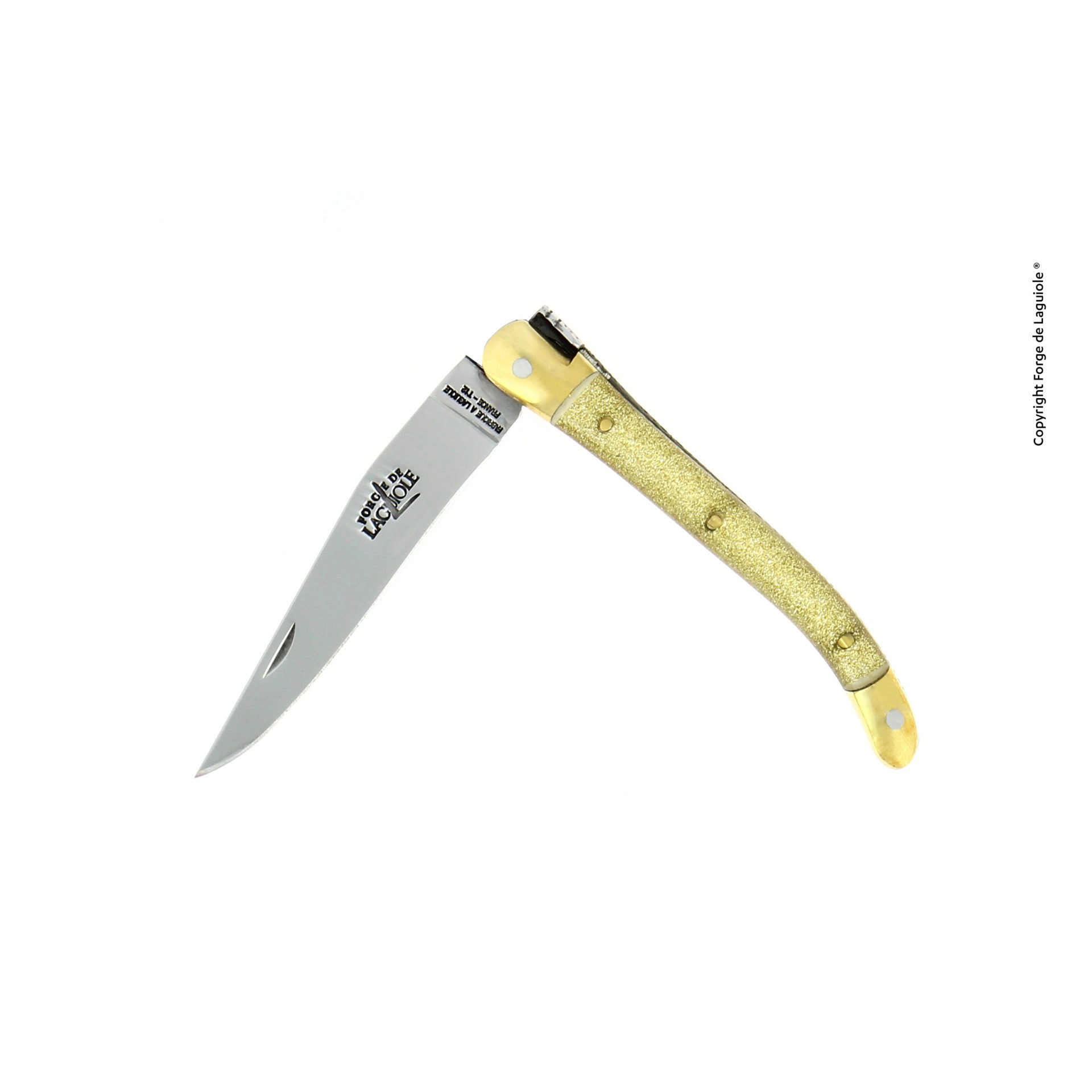 Folding knife, 10 cm, high polished finish with brass bolsters and
